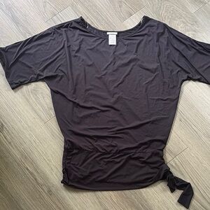 Michael Kors Gray Dolman Sleeve Tie Front Tee